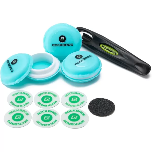 ROCKBROS Bike Tire Patch Kit 18Pcs Glueless Tube Patch Kits for Bicycle Motorcycle Mountain Bike Inner Tube Flat Tire Repair Bike Patch Kit with Tyre Lever 4Packblue