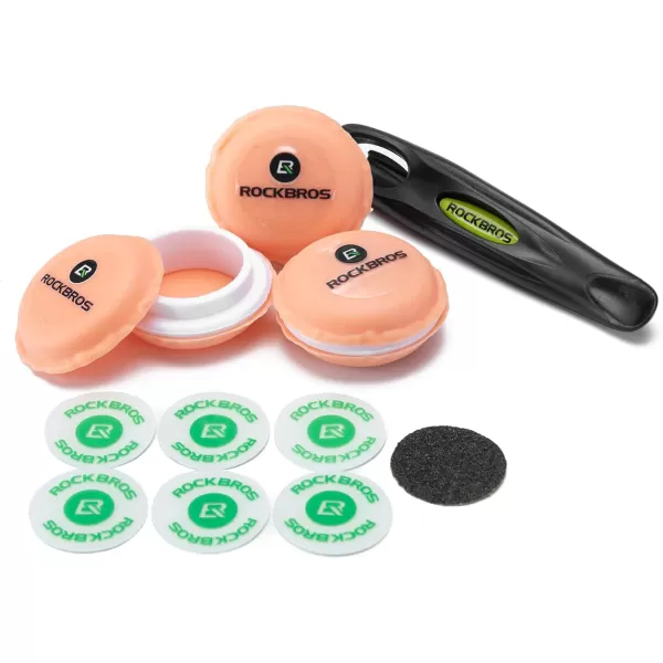 ROCKBROS Bike Tire Patch Kit 18Pcs Glueless Tube Patch Kits for Bicycle Motorcycle Mountain Bike Inner Tube Flat Tire Repair Bike Patch Kit with Tyre Lever 4Packorange