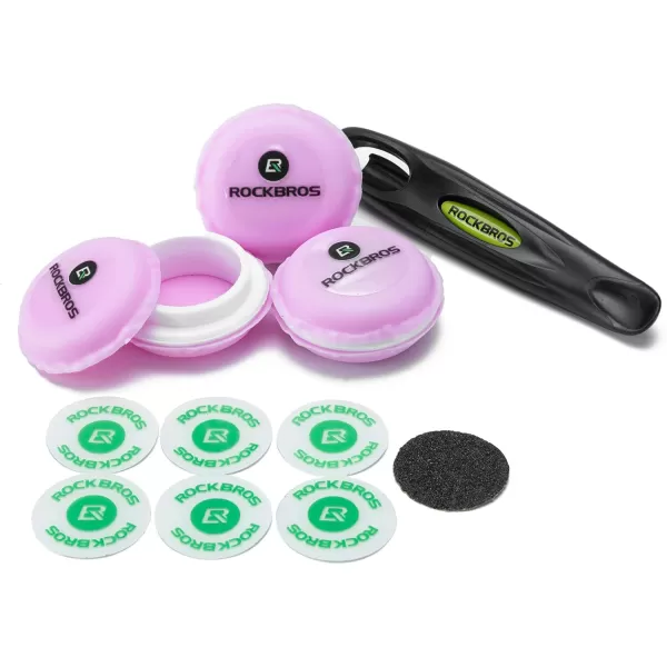 ROCKBROS Bike Tire Patch Kit 18Pcs Glueless Tube Patch Kits for Bicycle Motorcycle Mountain Bike Inner Tube Flat Tire Repair Bike Patch Kit with Tyre Lever 4Packpurple