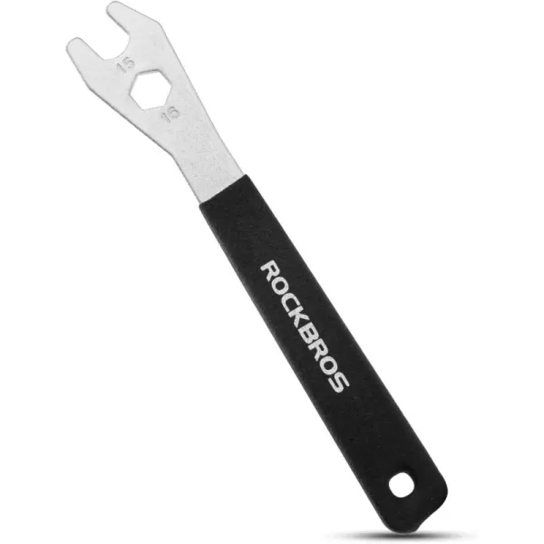 ROCKBROS 15mm Black Metal Pedal Wrench with Extra Long Handle for Bike Removal and Installation