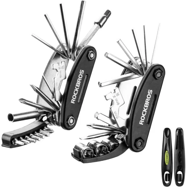 ROCKBROS Bike Repair Kits 16 In 1 MultiFunction Bike Tool Kits Portable Foldable Bike Multitool Cycling Tool Kit Bike Tool Allen Wrench Tire Levers