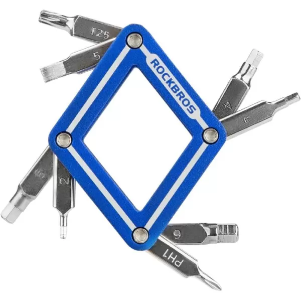 ROCKBROS Bike Repair Tool Kit 8 in 1 Bicycle Multitool Bike Chain Tool Hex Key Wrench Multi Function Accessories Set for Road Mountain BikesBlue