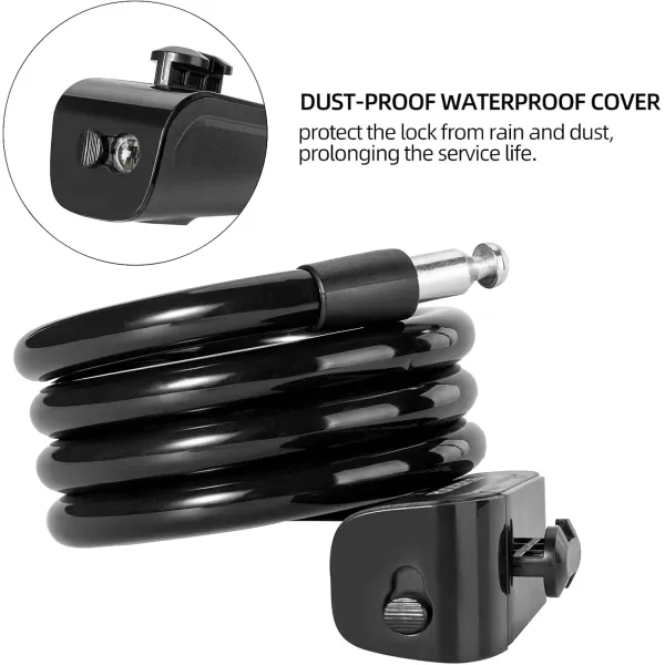 ROCKBROS Bike Lock Cable 4 Feet Bicycle Cable Lock with Mounting Bracket 2 Secure Keys 12 Inch DiameterBlack