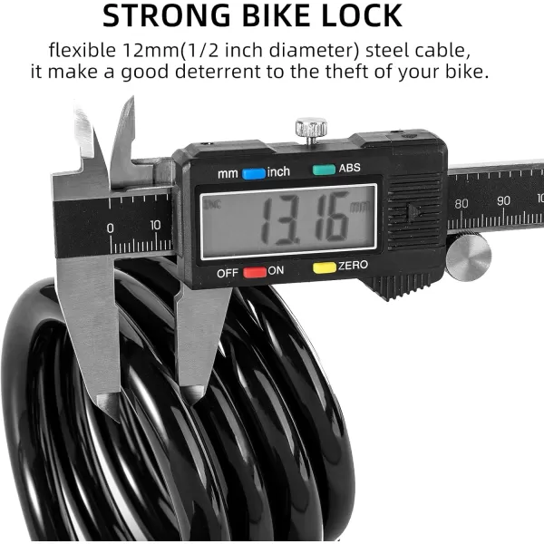 ROCKBROS Bike Lock Cable 4 Feet Bicycle Cable Lock with Mounting Bracket 2 Secure Keys 12 Inch DiameterBlack