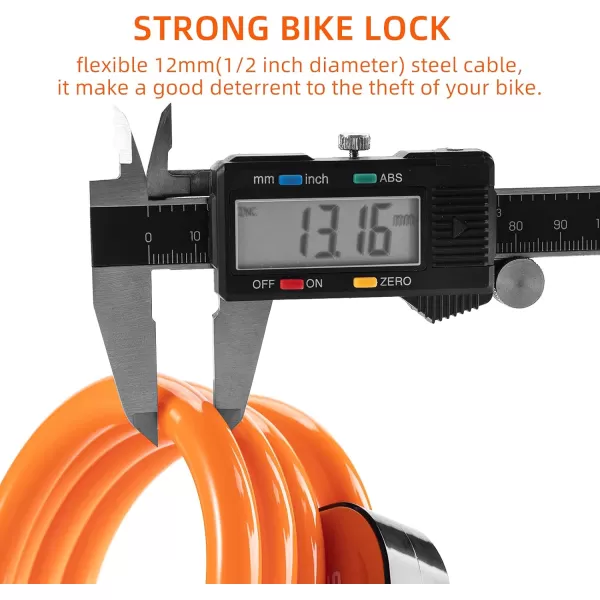 ROCKBROS Bike Lock Cable 4 Feet Bicycle Cable Lock with Mounting Bracket 2 Secure Keys 12 Inch DiameterOrange