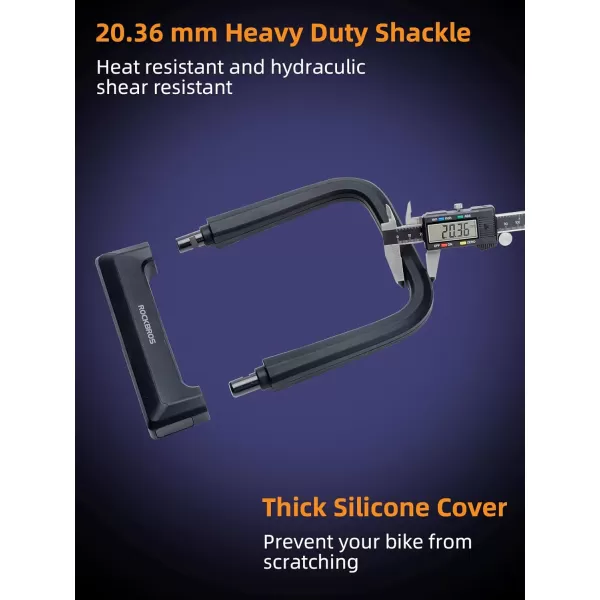 ROCKBROS Bike U Lock Heavy Duty Anti Theft Carbon Steel Bicycle Lock Suitable for Road Mountain and Scooter BikesU Lock with cable