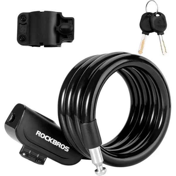 ROCKBROS Bike Lock Cable 4 Feet Bicycle Cable Lock with Mounting Bracket 2 Secure Keys 12 Inch DiameterBlack