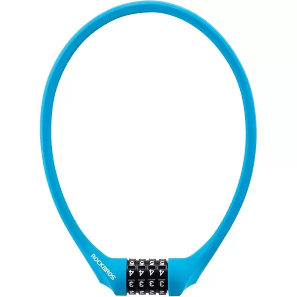 ROCKBROS Bike Lock Cable Locks with Combination Anti Theft 4 Digit Combination Bike Lock Lightweight Bicycle Lock Silicone Cable Lock 183 FeetBlue