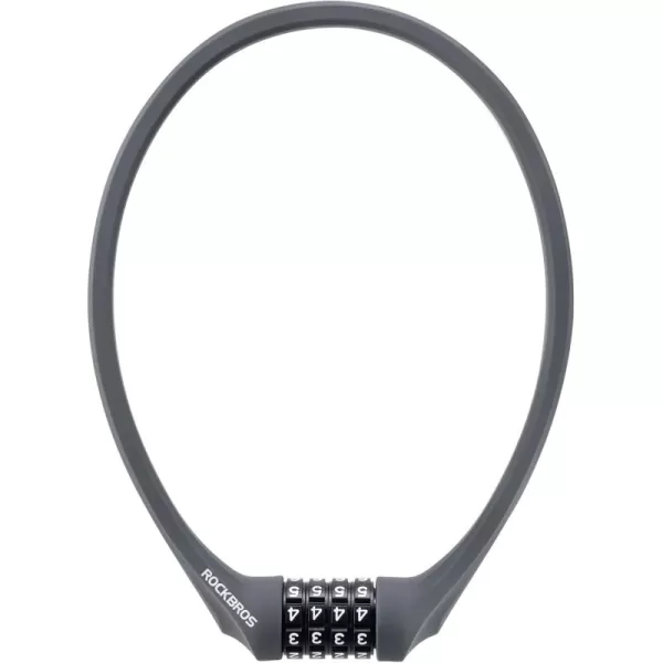ROCKBROS Bike Lock Cable Locks with Combination Anti Theft 4 Digit Combination Bike Lock Lightweight Bicycle Lock Silicone Cable Lock 183 FeetGray
