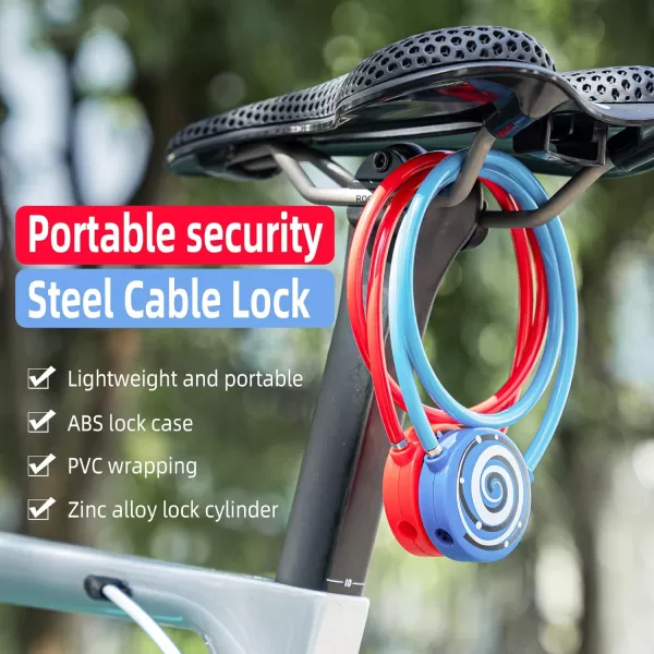 imageROCKBROS Bike Cable Lock Anti Theft Security Bicycle Lock Cable 2 Keys for Road Bike MTB Scooter BlueBlue