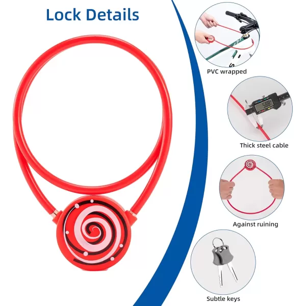 imageROCKBROS Bike Cable Lock Anti Theft Security Bicycle Lock Cable 2 Keys for Road Bike MTB Scooter BlueRed