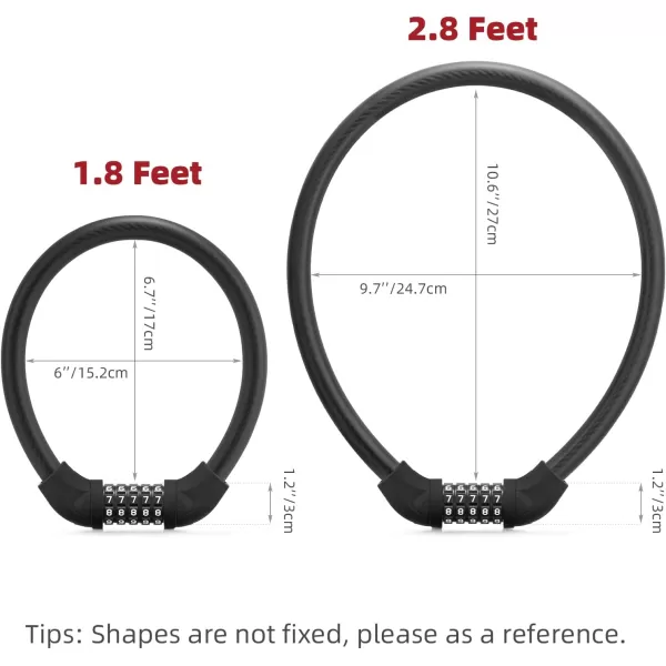 imageROCKBROS Bike Lock 5 Digit Cable Lock Lightweight Bicycle Lock Bike Lock Combination Portable Lock for Bike 22inch BlackBlack