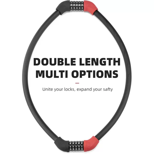 imageROCKBROS Bike Lock 5 Digit Cable Lock Lightweight Bicycle Lock Bike Lock Combination Portable Lock for Bike 22inch BlackBlack