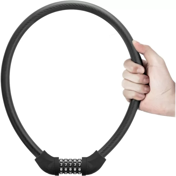 imageROCKBROS Bike Lock 5 Digit Cable Lock Lightweight Bicycle Lock Bike Lock Combination Portable Lock for Bike 22inch BlackBlack