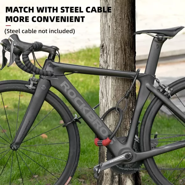 imageROCKBROS Bike Lock 5 Digit Cable Lock Lightweight Bicycle Lock Bike Lock Combination Portable Lock for Bike 22inch BlackRed