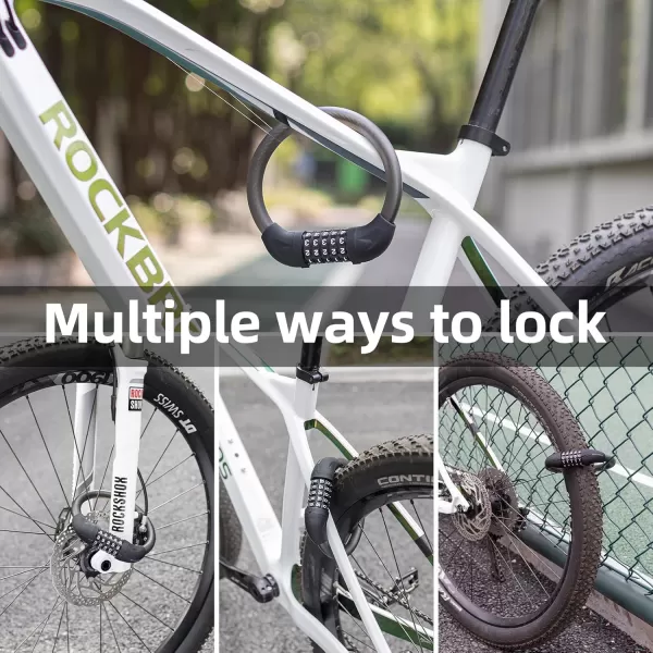 imageROCKBROS Bike Lock Cable 5 Digit Combination Bike Cable Lock AntiTheft Lightweight ampamp Small Bike Lock Black