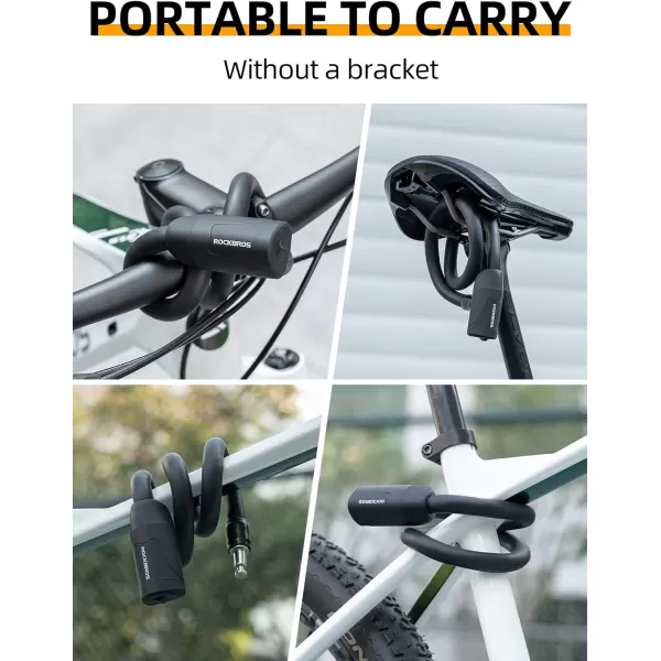 imageROCKBROS Bike Lock Cable Memory Anti Theft Bicycle Cable Lock Self Coiling Cable Lock with 2 Keys Scooter Motorcycle Ebike Lock