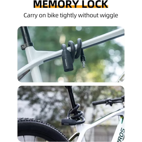 imageROCKBROS Bike Lock Cable Memory Anti Theft Bicycle Cable Lock Self Coiling Cable Lock with 2 Keys Scooter Motorcycle Ebike Lock