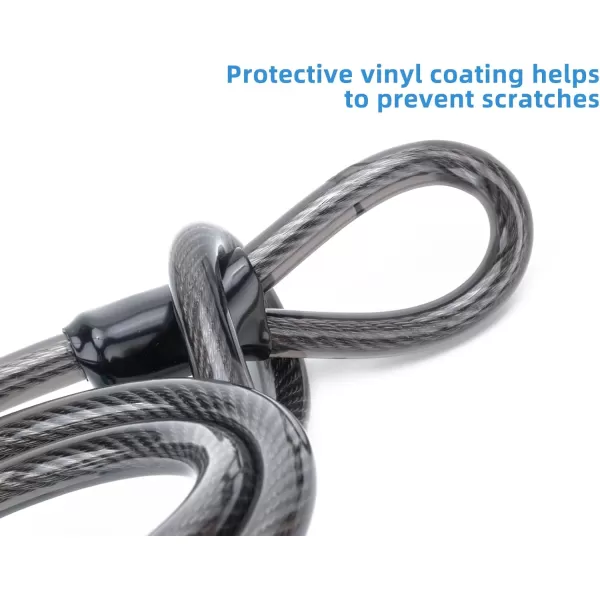imageROCKBROS Bike Steel Cable 12mm 12 inch Thick Heavy Duty Security Vinyl Coated Flexible Steel Cable with Loop End 665ft