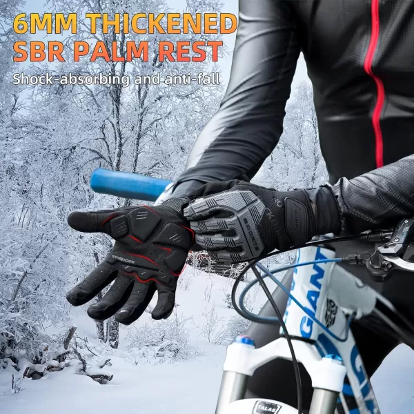 imageROCKBROS Mountain Bike Gloves Dirt Bike Gloves Motorcycle Cycling Gloves with 6MM Gel Pad Touch Screen Knuckle Protection Gloves for BMX MX ATV MTB Racing Blackblack