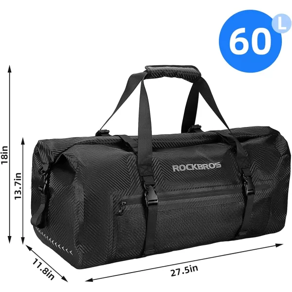 imageROCKBROS Waterproof Duffel Bag 60L Motorcycle Travel Dry Duffel Bag for Motorcycling Boating Kayaking Camping Fishing Outdoor Adventure for Men Womenblack1