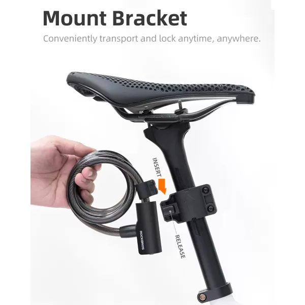imageROCKRBOS Bike Cable Lock with Key ABS Lock Shell 2 Keys ampamp 1 Mount Bracket Cable Lock for BicycleScooterGate