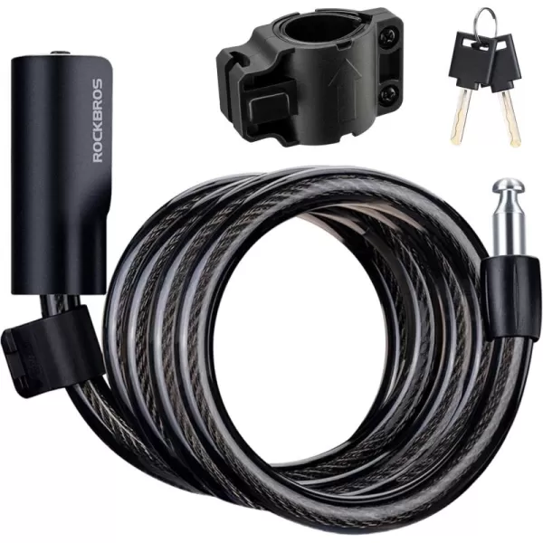 imageROCKRBOS Bike Cable Lock with Key ABS Lock Shell 2 Keys ampamp 1 Mount Bracket Cable Lock for BicycleScooterGate