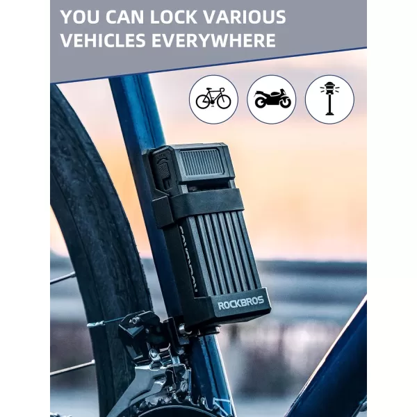 imageROCKBROS AntiTheft Folding Bike LockBold Diameter 07cmHighStrength ABS MaterialPortable Folding Key Lock Bicycle Motorcycle Electric Vehicle