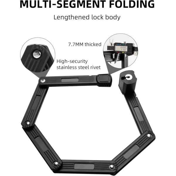 imageROCKBROS AntiTheft Folding Bike LockBold Diameter 07cmHighStrength ABS MaterialPortable Folding Key Lock Bicycle Motorcycle Electric Vehicle