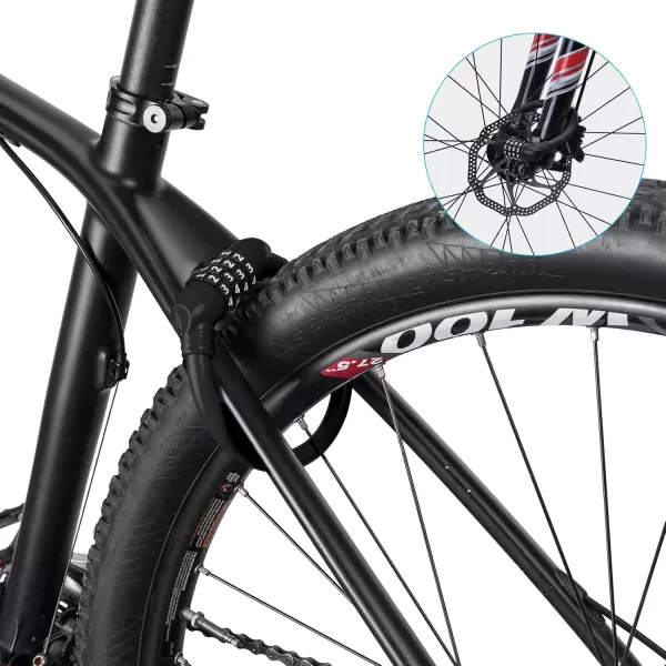 imageROCKBROS Bike Lock Cable Lightweight Bike Locks with Combinations Small Bike Cable Lock AntiTheft Bike Wheel Lock 12MM BlackBlack