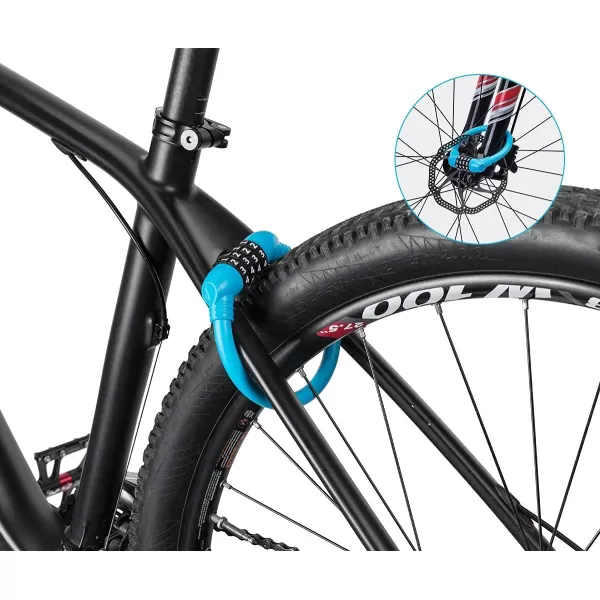 imageROCKBROS Bike Lock Cable Lightweight Bike Locks with Combinations Small Bike Cable Lock AntiTheft Bike Wheel Lock 12MM BlackBlue