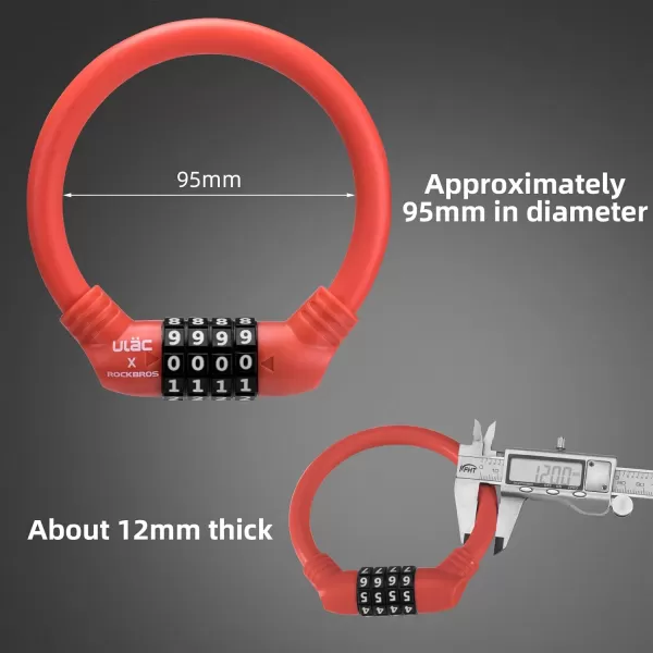 imageROCKBROS Bike Lock Cable Lightweight Bike Locks with Combinations Small Bike Cable Lock AntiTheft Bike Wheel Lock 12MM BlackOrange