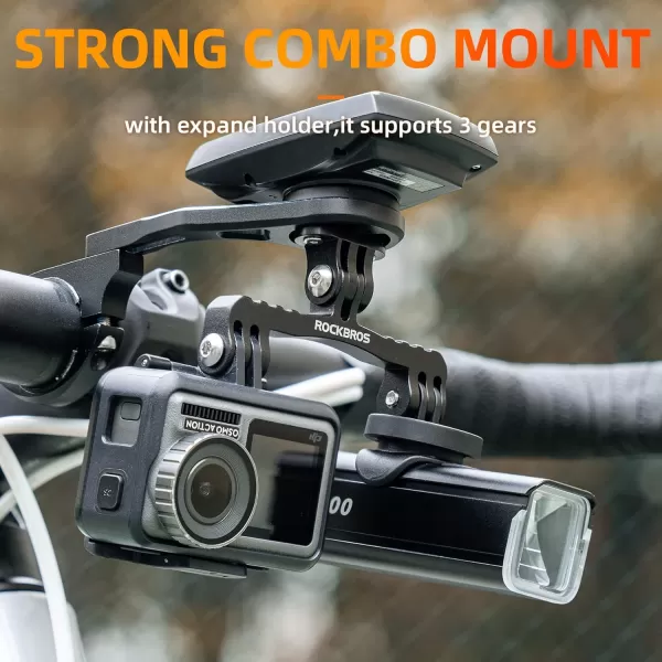 imageROCKBROS Out Front Bike Mount Cycling Computer Mount Compatible with Garmin Bryton GoPro  Bike Handlebar 125 318mmExpanded