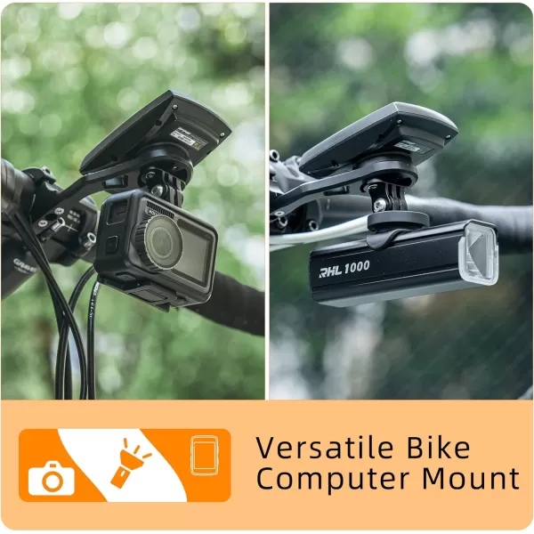 imageROCKBROS Out Front Bike Mount Cycling Computer Mount Compatible with Garmin Bryton GoPro  Bike Handlebar 125 318mmUnderneath