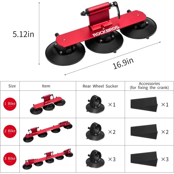 imageROCKBROS Sucker Bike Rack for Car Roof Suction Cup Bicycle Carrier Quick Release Aluminium Alloy Roof Rack for 1 Bike1Bike Red