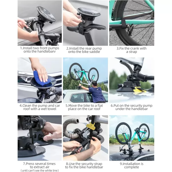imageROCKBROS Suction Cup Bike Rack for Car Roof Bike Rack Bike Carrier Rack 1Bike Black