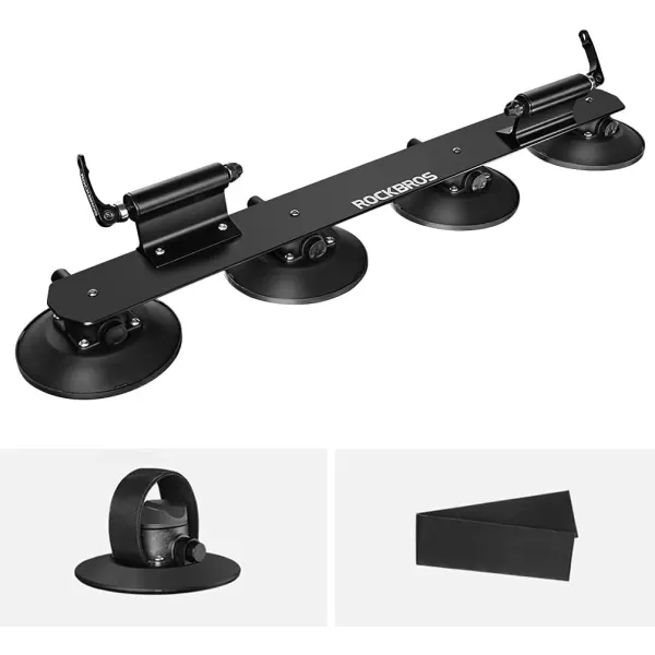 imageROCKBROS Suction Cup Roof Bike Rack for Car Roof Sucker Bicycle Carrier Quick Release Aluminium Alloy Roof Rack for 1 2 3 Bikes Max 2Bikes BlueMax 2Bikes Black