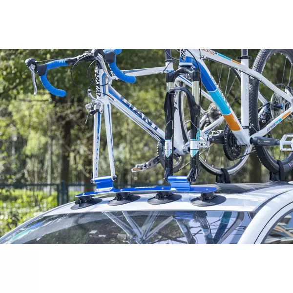imageROCKBROS Suction Cup Roof Bike Rack for Car Roof Sucker Bicycle Carrier Quick Release Aluminium Alloy Roof Rack for 1 2 3 Bikes Max 2Bikes BlueMax 2Bikes Blue