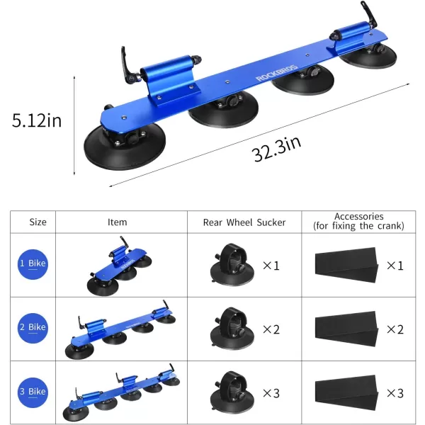 imageROCKBROS Suction Cup Roof Bike Rack for Car Roof Sucker Bicycle Carrier Quick Release Aluminium Alloy Roof Rack for 1 2 3 Bikes Max 2Bikes BlueMax 2Bikes Blue