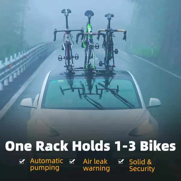 imageROCKBROS Suction Cup Roof Bike Rack for Car Roof Sucker Bicycle Carrier Quick Release Aluminium Alloy Roof Rack for 1 2 3 Bikes Max 2Bikes BlueMax 3BikesElectric version
