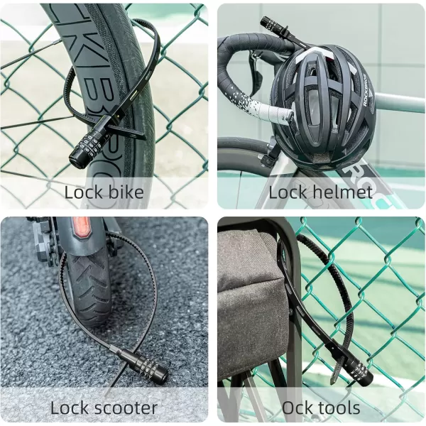 imageROCKBROS Zip Tie Bike Lock Small Cable Lock Lightweight Refrigerator Cabinet Locks with Combination Flexible Helmet Bike Lock