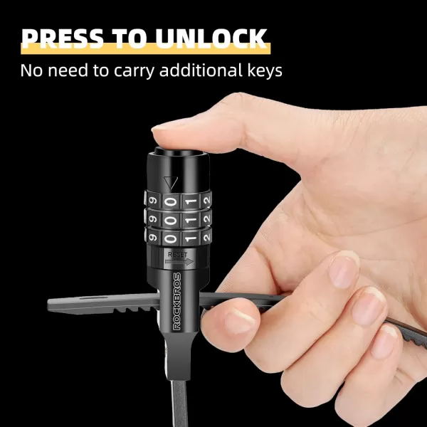 imageROCKBROS Zip Tie Bike Lock Small Cable Lock Lightweight Refrigerator Cabinet Locks with Combination Flexible Helmet Bike Lock