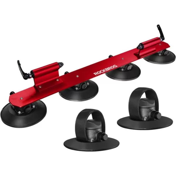 imageROCKBROS Sucker Bike Rack for Car Roof Suction Cup Bicycle Carrier Quick Release Aluminium Alloy Roof Rack for 1 BikeMax 2Bikes Red