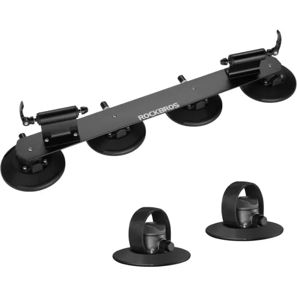imageROCKBROS Suction Cup Roof Bike Rack for Car Roof Sucker Bicycle Carrier Quick Release Aluminium Alloy Roof Rack for 1 2 3 Bikes Max 2Bikes BlueMax 2Bikes Black