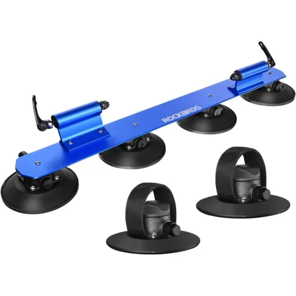 imageROCKBROS Suction Cup Roof Bike Rack for Car Roof Sucker Bicycle Carrier Quick Release Aluminium Alloy Roof Rack for 1 2 3 Bikes Max 2Bikes BlueMax 2Bikes Blue