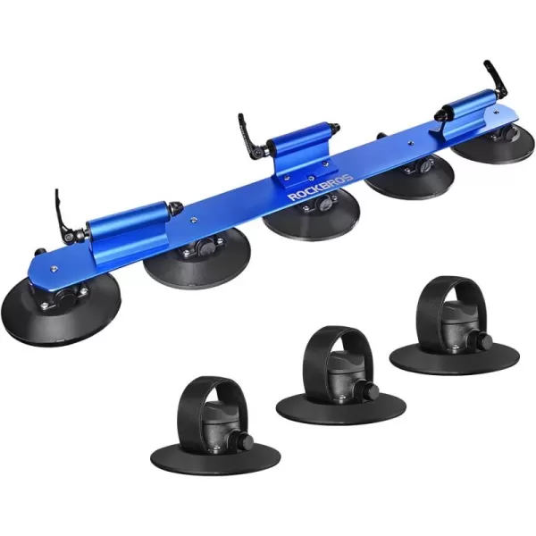 imageROCKBROS Suction Cup Roof Bike Rack for Car Roof Sucker Bicycle Carrier Quick Release Aluminium Alloy Roof Rack for 1 2 3 Bikes Max 2Bikes BlueMax 3Bikes Blue