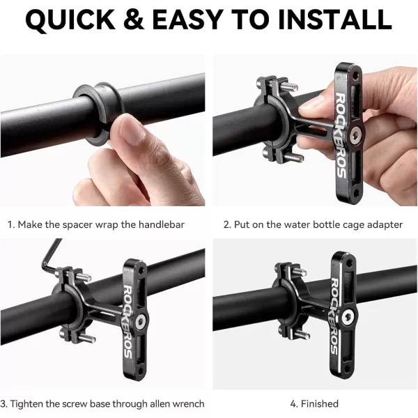 imageROCKBROS Bike Bottle Cage Adapter Bicycle Seatpost Handlebar Water Bottle Mount Holder Adjustable Aluminum Bottle Cage for MTB Road Bike Beach Cruiser Black1 piece