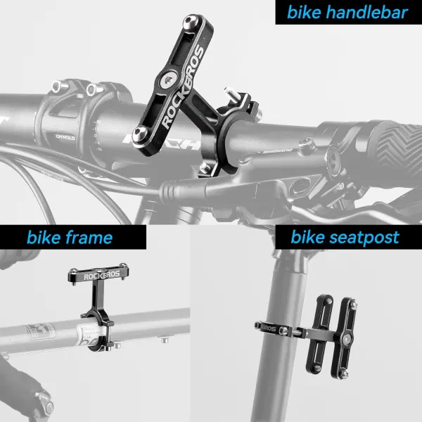 imageROCKBROS Bike Bottle Cage Adapter Bicycle Seatpost Handlebar Water Bottle Mount Holder Adjustable Aluminum Bottle Cage for MTB Road Bike Beach Cruiser Black1 piece