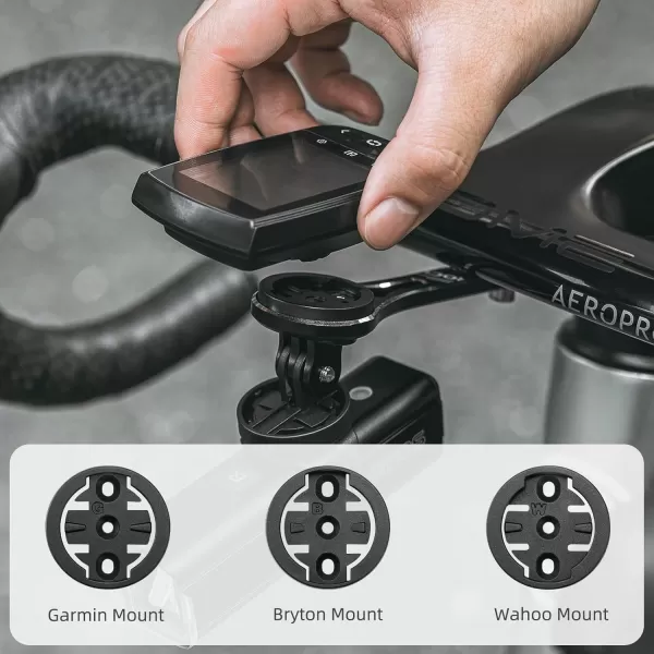 imageROCKBROS Bike Computer Mount Out Front Aluminum Bicycle Computer Mount for Road Bikes Aero Integrated Handlebar Compatible with Garmin Wahoo Bryton and GoProSmall Logo