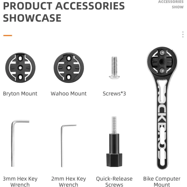 imageROCKBROS Bike Computer Mount Out Front Aluminum Bicycle Computer Mount for Road Bikes Aero Integrated Handlebar Compatible with Garmin Wahoo Bryton and GoProSmall Logo